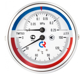 Термоманометр 80 мм, ТМТБ-31Р.1(0-120С)(0-0,6MPa)G12.2,5 ТИП - ТМТБ-31Р, температур РОСМА 00000002329 в Волгограде 1