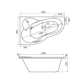 Ванна акриловая Santek Ибица XL 160x100 с гидромассажем левая Базовая Плюс 1WH112372 в Волгограде 1