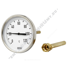 Термометр биметаллический осевой Дк63 L=40мм G1/2" 120C А5000 Wika 3901661 (36523008) в Волгограде 1