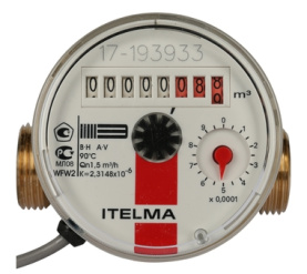 Счетчик горячей воды Ду=15мм, L=80мм импульсный выход ITELMA WFW24.D080 в Волгограде 8
