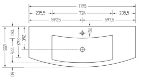 Раковина Акватон SEVIGLIA 120x12 (1195x455) FLOAT ROSSO MET в Волгограде 1
