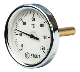 Термометр биметаллический с погружной гильзой. Корпус Dn 80 мм, гильза 75 мм 1 STOUT SIM-0001-807515 в Волгограде 0
