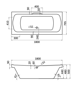 Ванна акриловая Santek Корсика 180x80 с гидромассажем Комфорт Плюс 1WH112396 в Волгограде 1