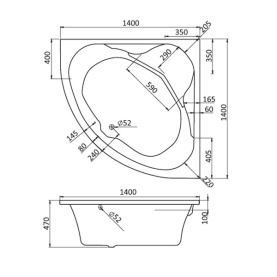 Ванна акриловая Santek Карибы 140x140 с гидромассажем Базовая Плюс 1WH112362 в Волгограде 1